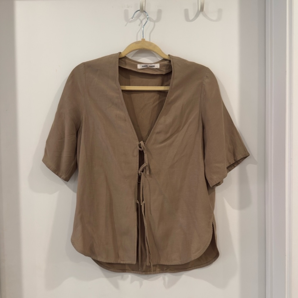 Samson RTR Beige Tie-Front Top - Picture 4 of 6
